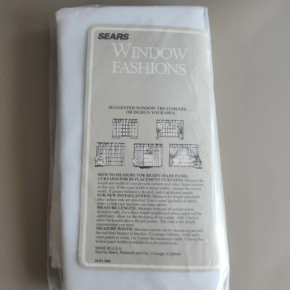 Sears Window Fashions Spindrift Vintage Curtain Pair Winter White Semi Sheer